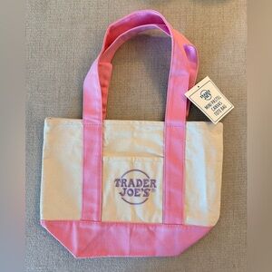 Trader Joe's Pink & Cream Canvas Tote Bag